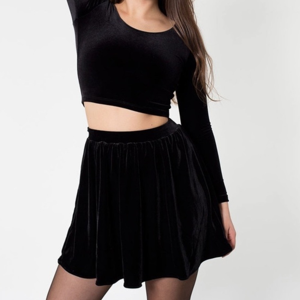 American Apparel Black Velvet Skirt